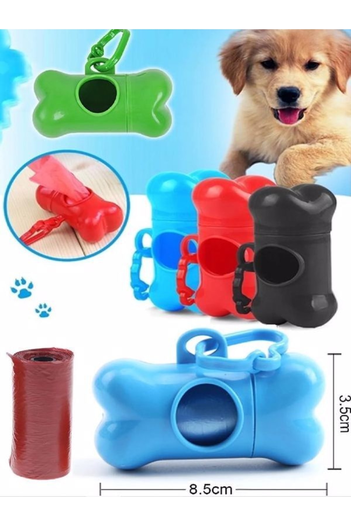 ugursepeti Kemik Tasarımlı Köpek Kaka Poşeti Taşıma Kutusu Ve 15 Li Kaka Poşeti