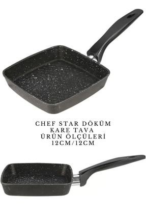 Chef Star Alüminyum Döküm Kare Mini Pancake Omlet Kızartma Sos Tavası 12/12cm bigchefminisoskare
