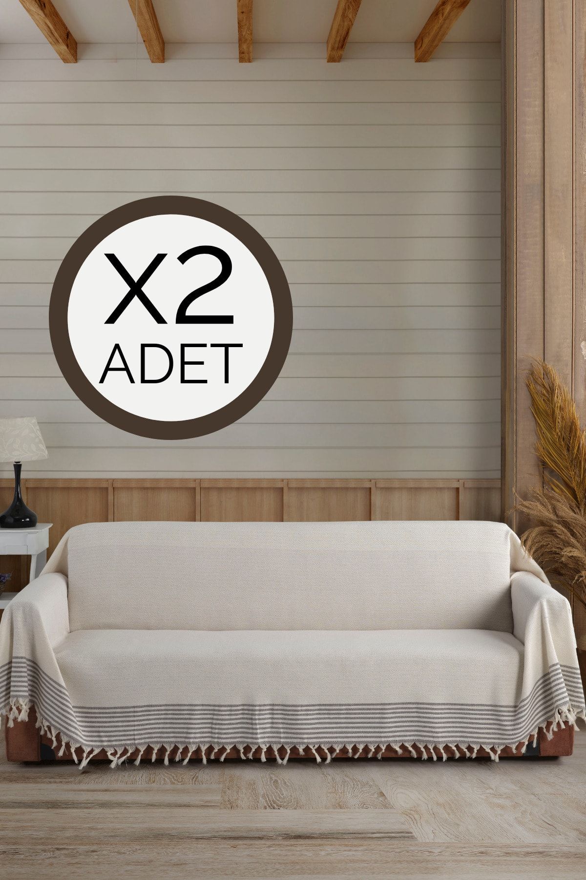 Lux Touch 2 Bucuri Dimensiune Mare 180 X 300 Cm Canapea Canapea Divan Husa Canapea Pat Acoperind Brate Ecru - One Size