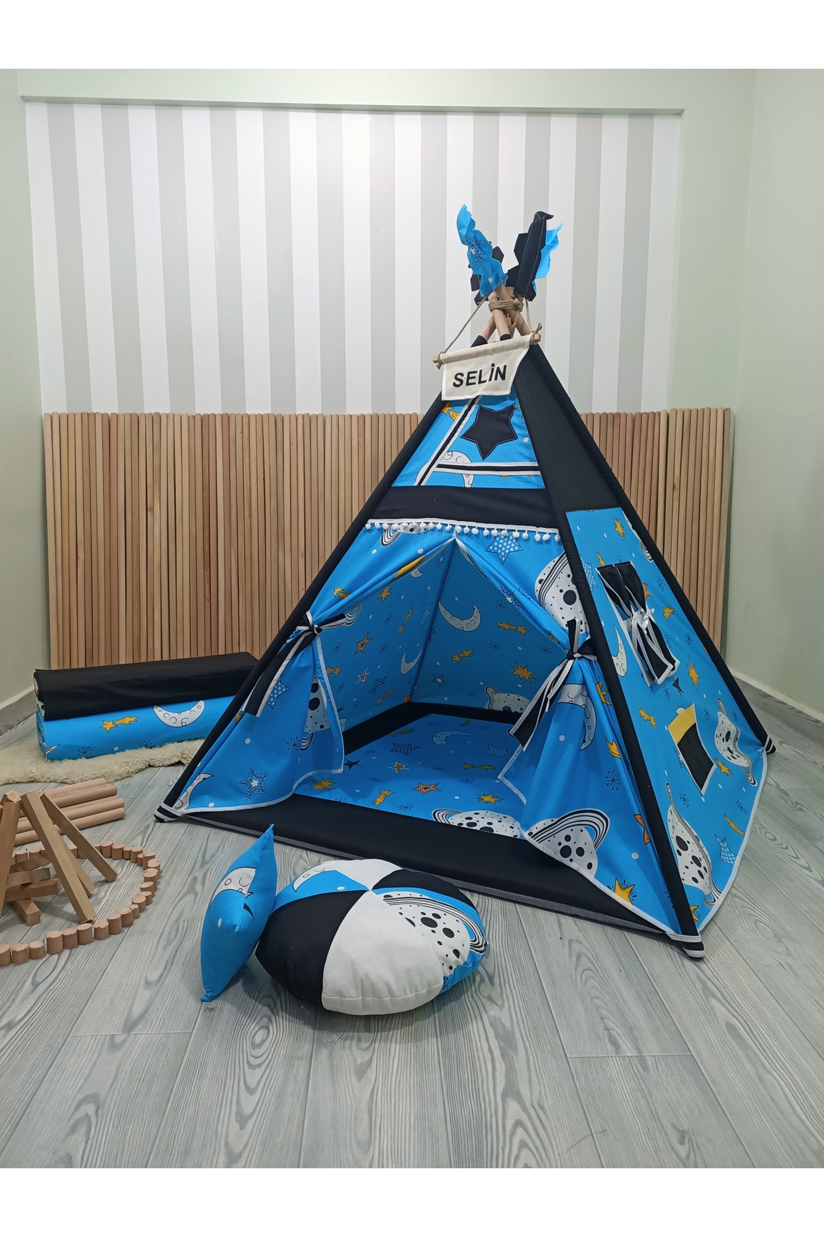 Henna Prime Kızıldereli Çocuk Oyun Çadırı Devrilmeyen Sabitleme Mekanizmalı Galaksi Serisi