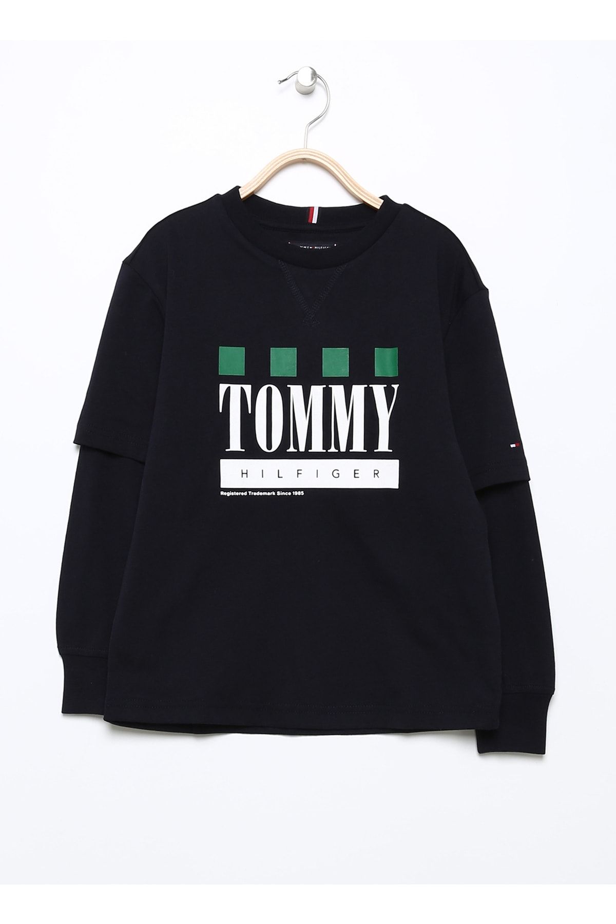 Baskılı Mavi Erkek Çocuk T-shirt Tommy Aw Double Layer Tee L/s