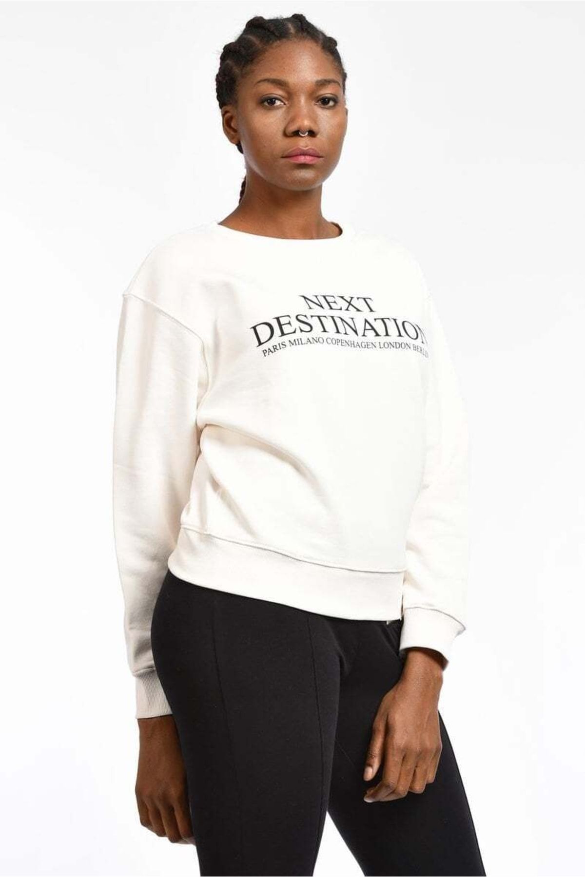 Cotton Candy-Women's Sweatshirt with Writing on the Front - White 2