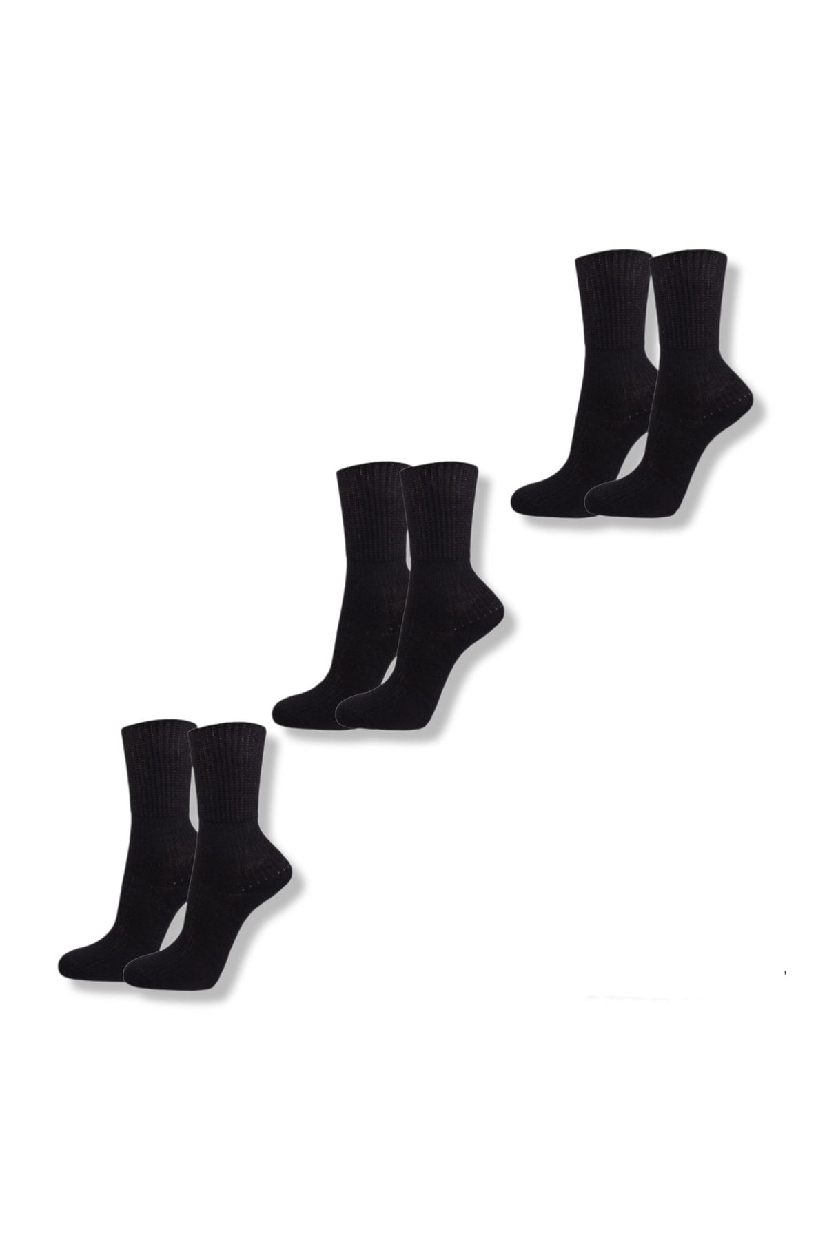Diyabetik Soft Lastik Pamuklu Çorap 3'lü Paket