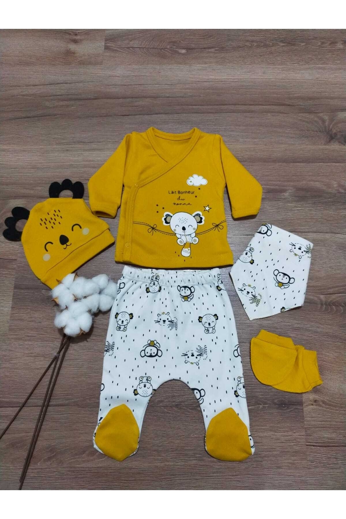 ست نوزادی پسرانه زرد almini | 5714 اورجینال - تصویر 2