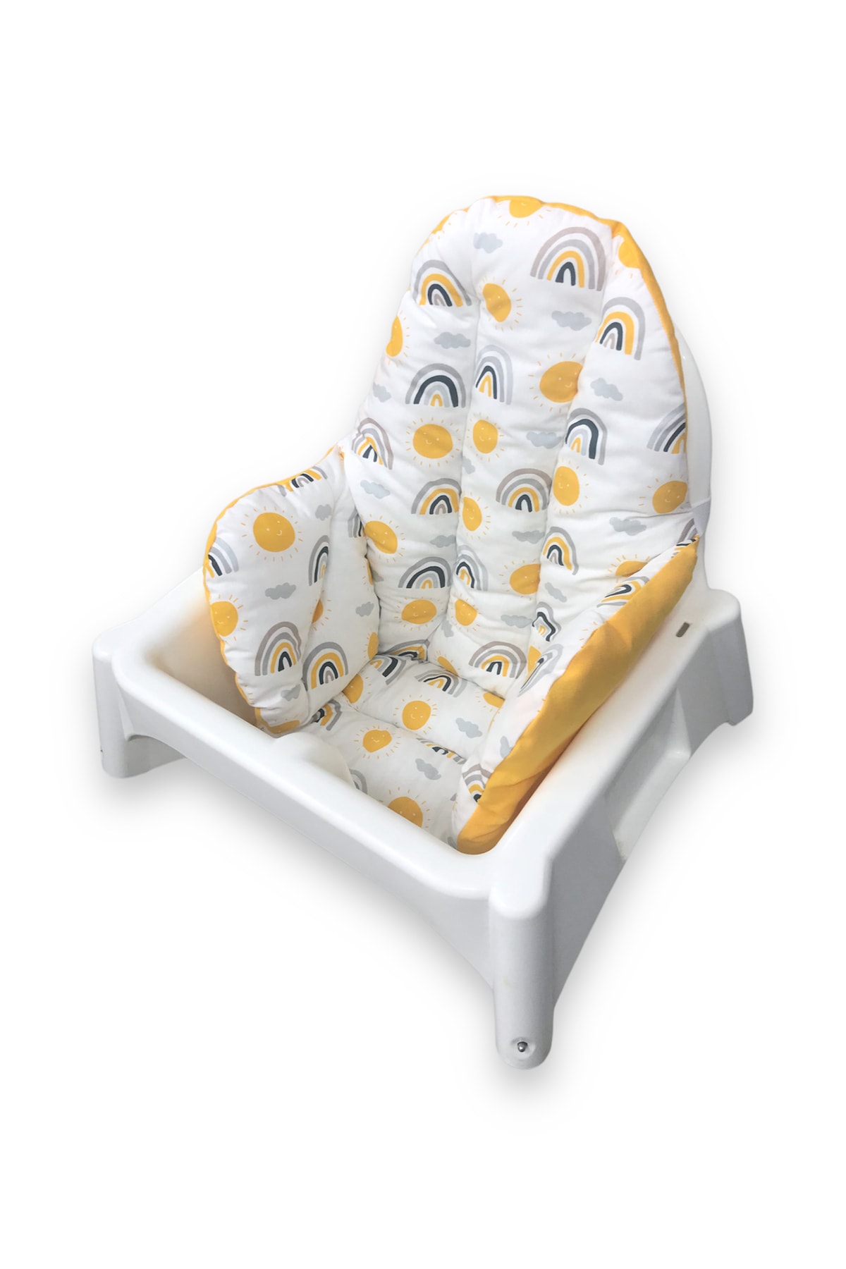 Bebek Özel Pamuklu Bebek Çocuk Mama Sandalyesi Minderi Sarı Gökkuşağı Hardal Sarısı