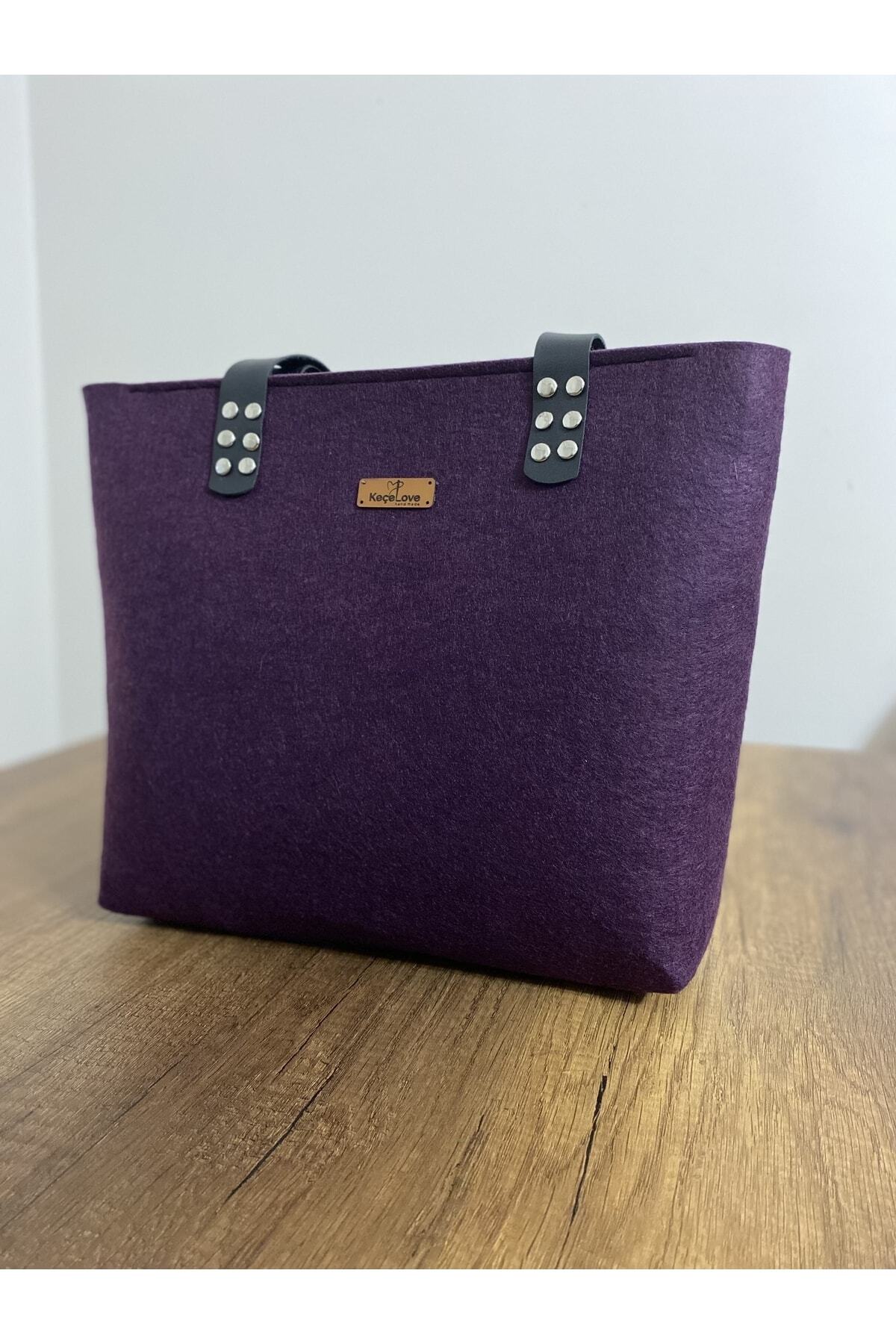 Felt Bag, Damson Color Felt Bag, Shoulder Bag