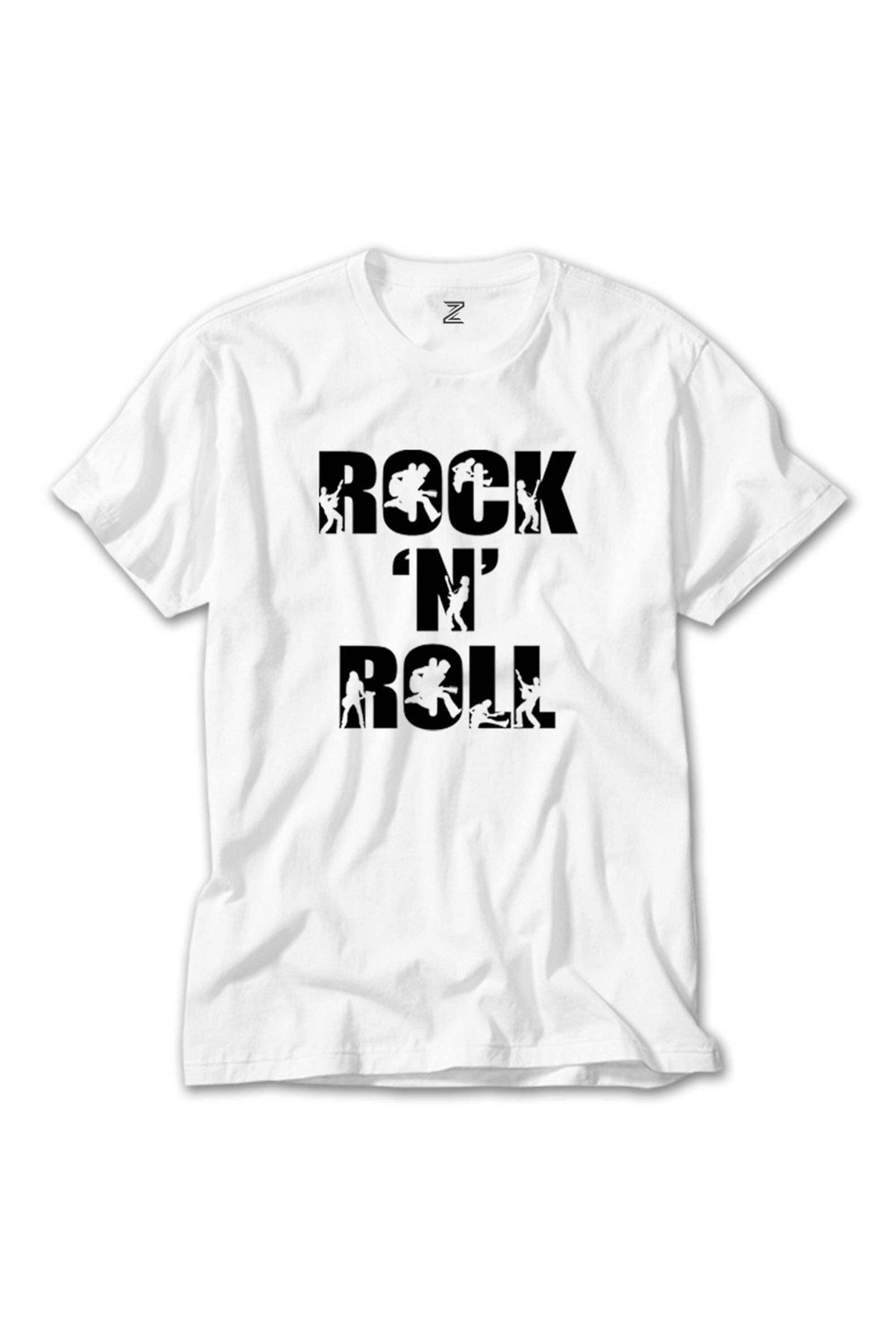 Z zepplin Tricou Alb Cu Text Rock 'n' Roll Negru Unisex - L