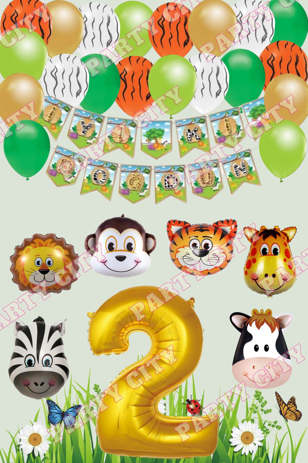 Party City Safari Konsepti 2 Yaş Doğum Günü Parti Kutlama Seti Balon ...