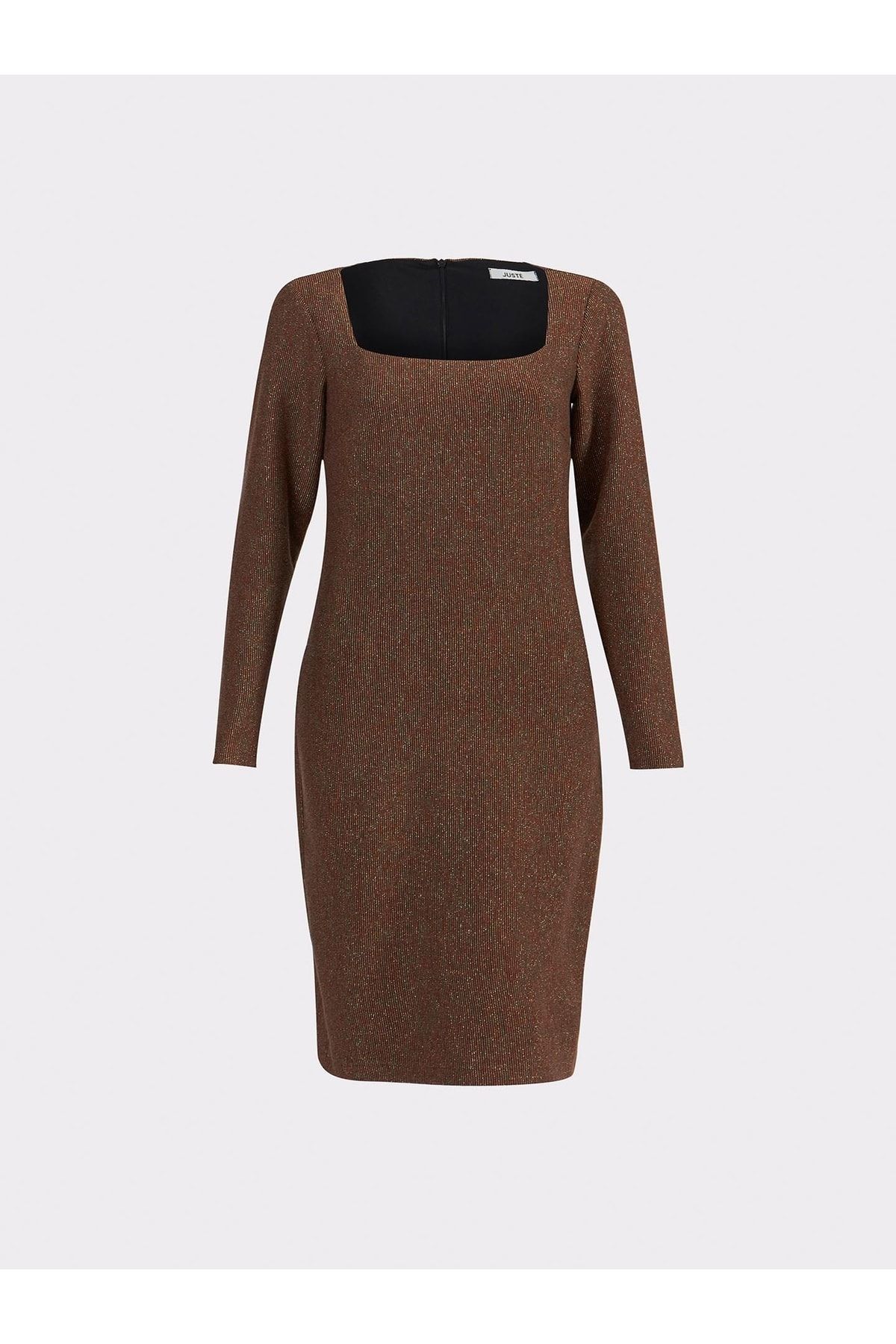 Juste Studio-Knitwear Square Neck Cinnamon Dress 5