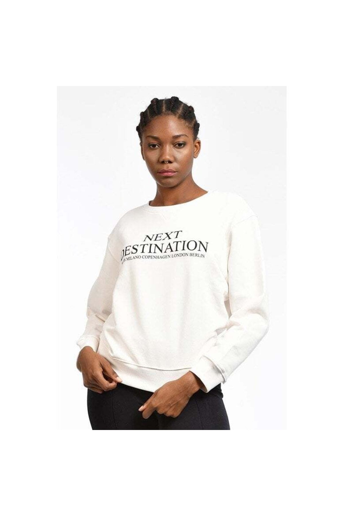 Cotton Candy-Women's Sweatshirt with Writing on the Front - White 6