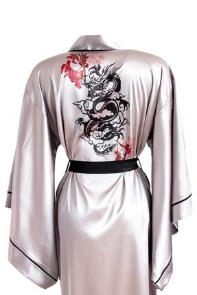 Ejderha & Çiçek Gri Kimono gri-yarasa-ejderha