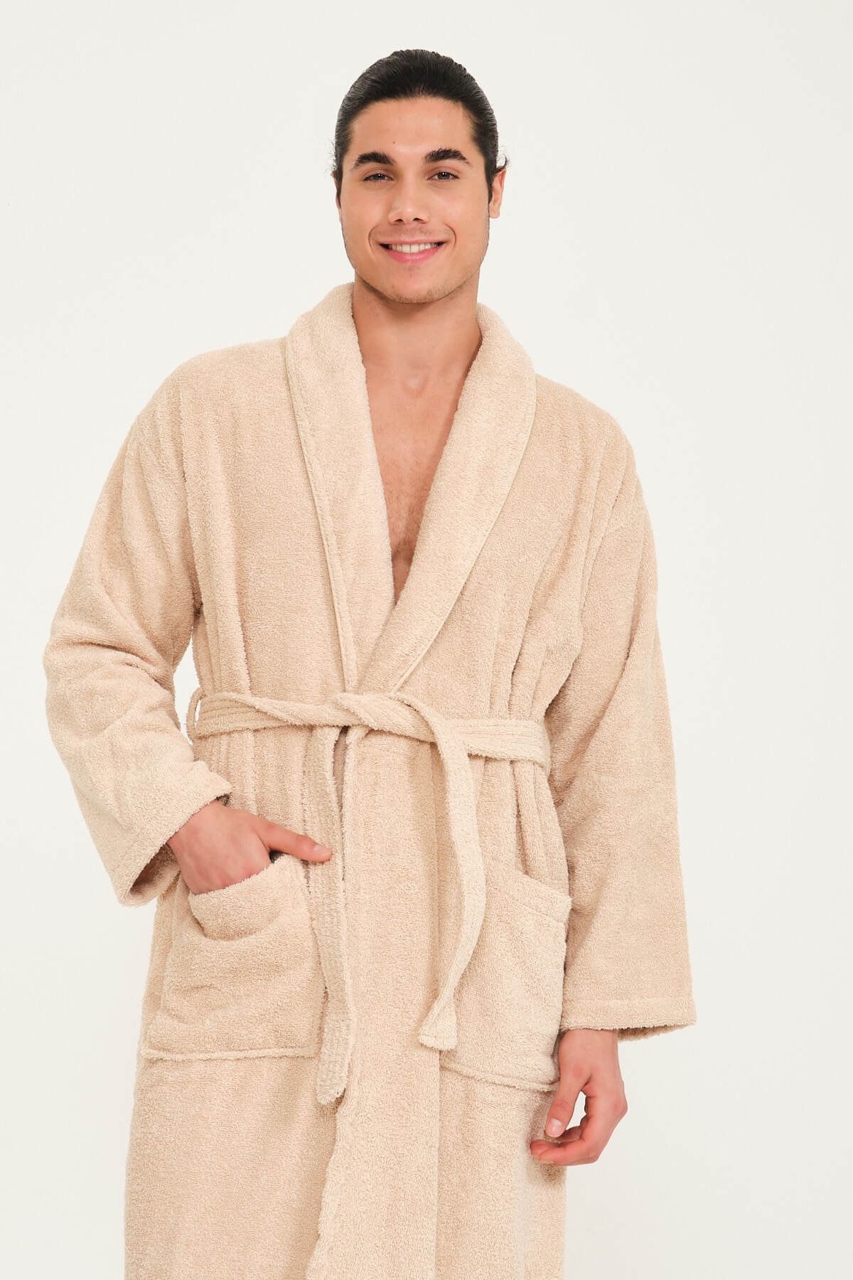 Şal Yaka Unisex Premium %100 Pamuklu Havlu Kumaş Bornoz