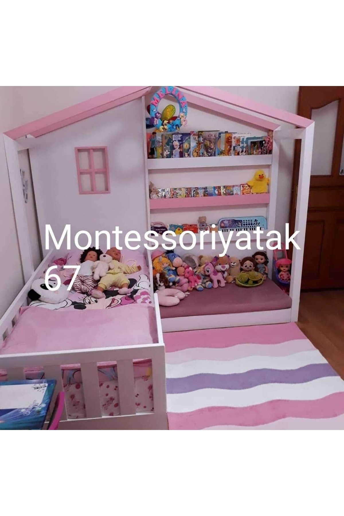 Deniz mobilya Montessori Yatak Beyaz Pembe Sitil Çocuk Odası