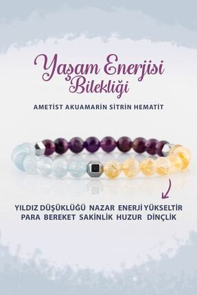 Deniz Doğal Taş Sertifikalı Yaşam Enerjisi 6mm Doğal Taş Bileklik Ametist Aku...