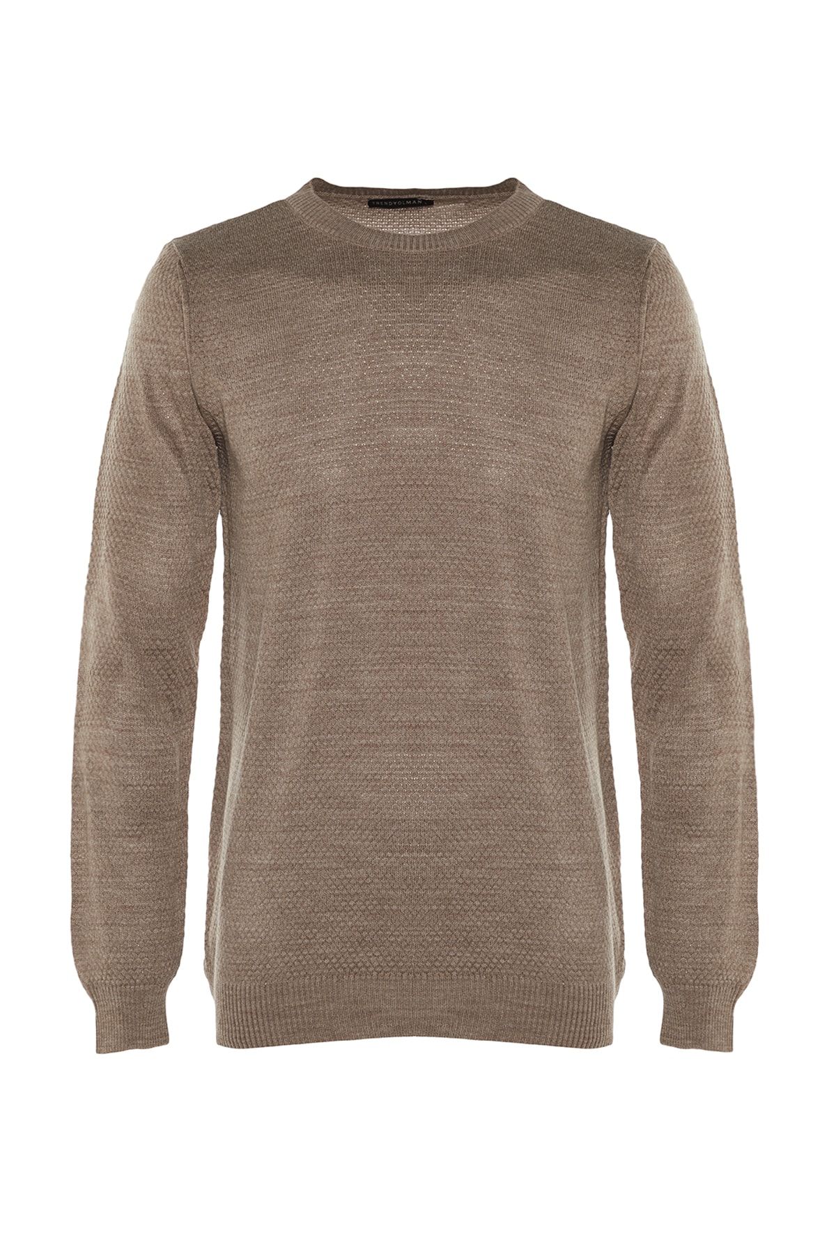 Vizon Erkek Slim Fit Bisiklet Yaka Dokulu Triko Kazak TMNAW23KZ00148