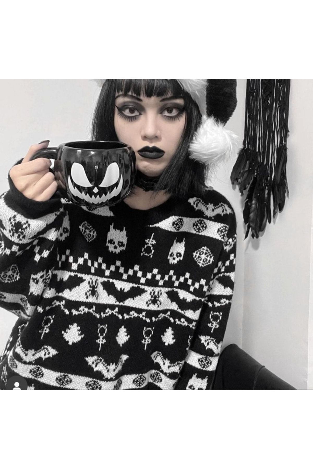Köstebek-Halloween Helloween Christmas New Year Knitwear Knitted Sweater 2