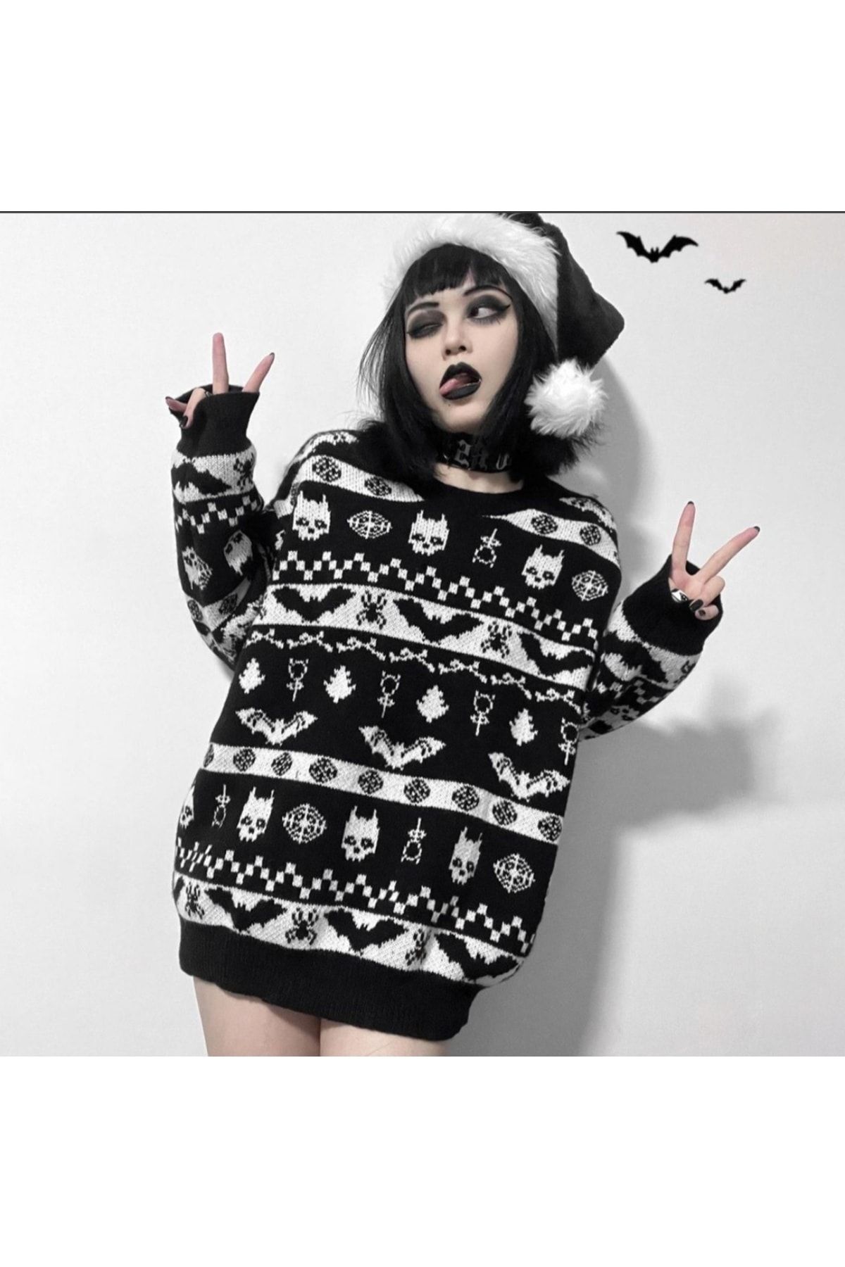 Köstebek-Halloween Helloween Christmas New Year Knitwear Knitted Sweater 3