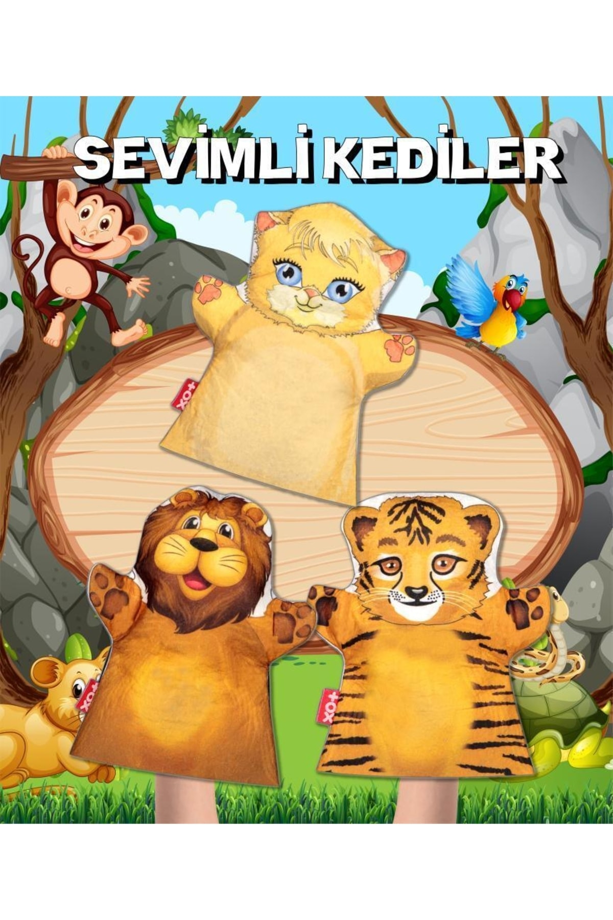 Tox 3 Parça Sevimli Kediler Keçe El Kukla Set , Eğitici Oyuncak