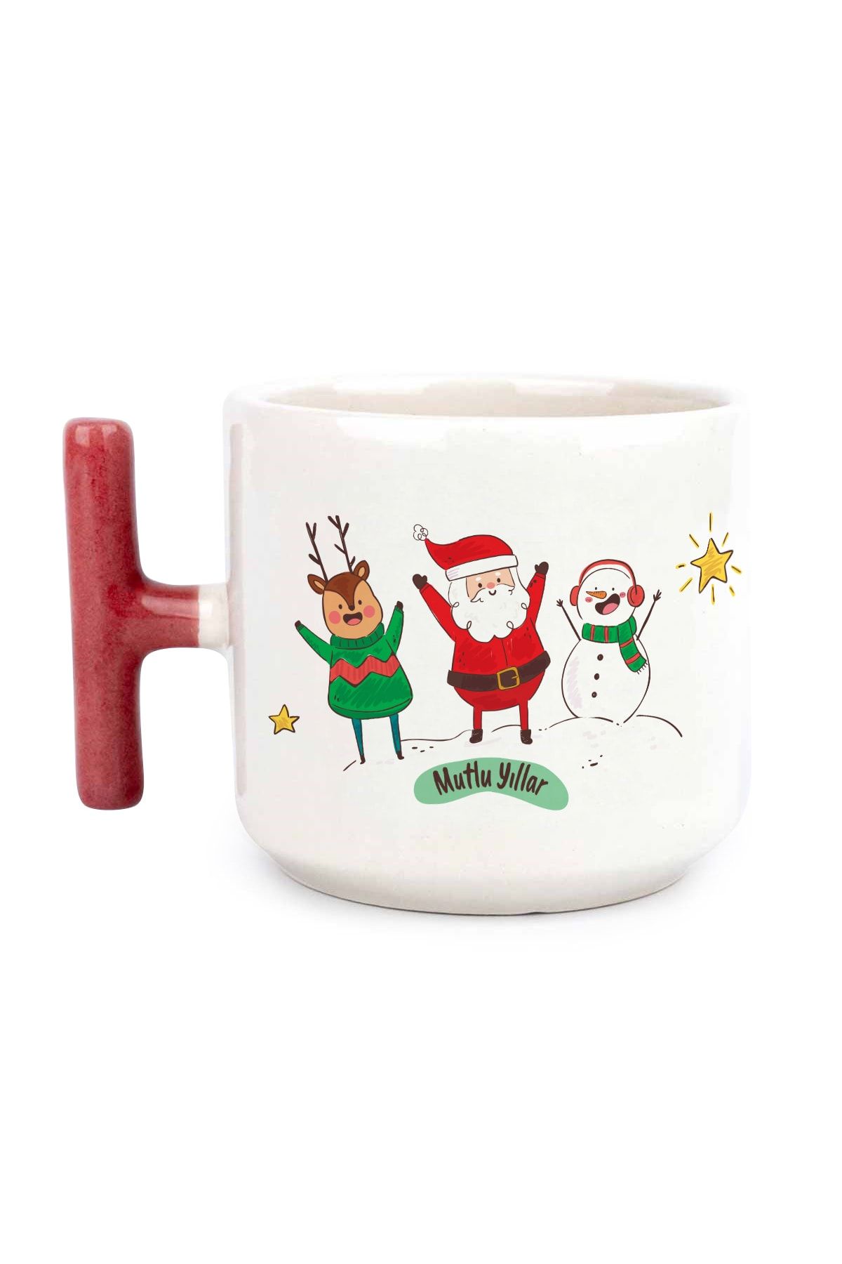 PEGO-Santa Claus Ho Ho Ho Cream Shiny Mug (red Handle) 1
