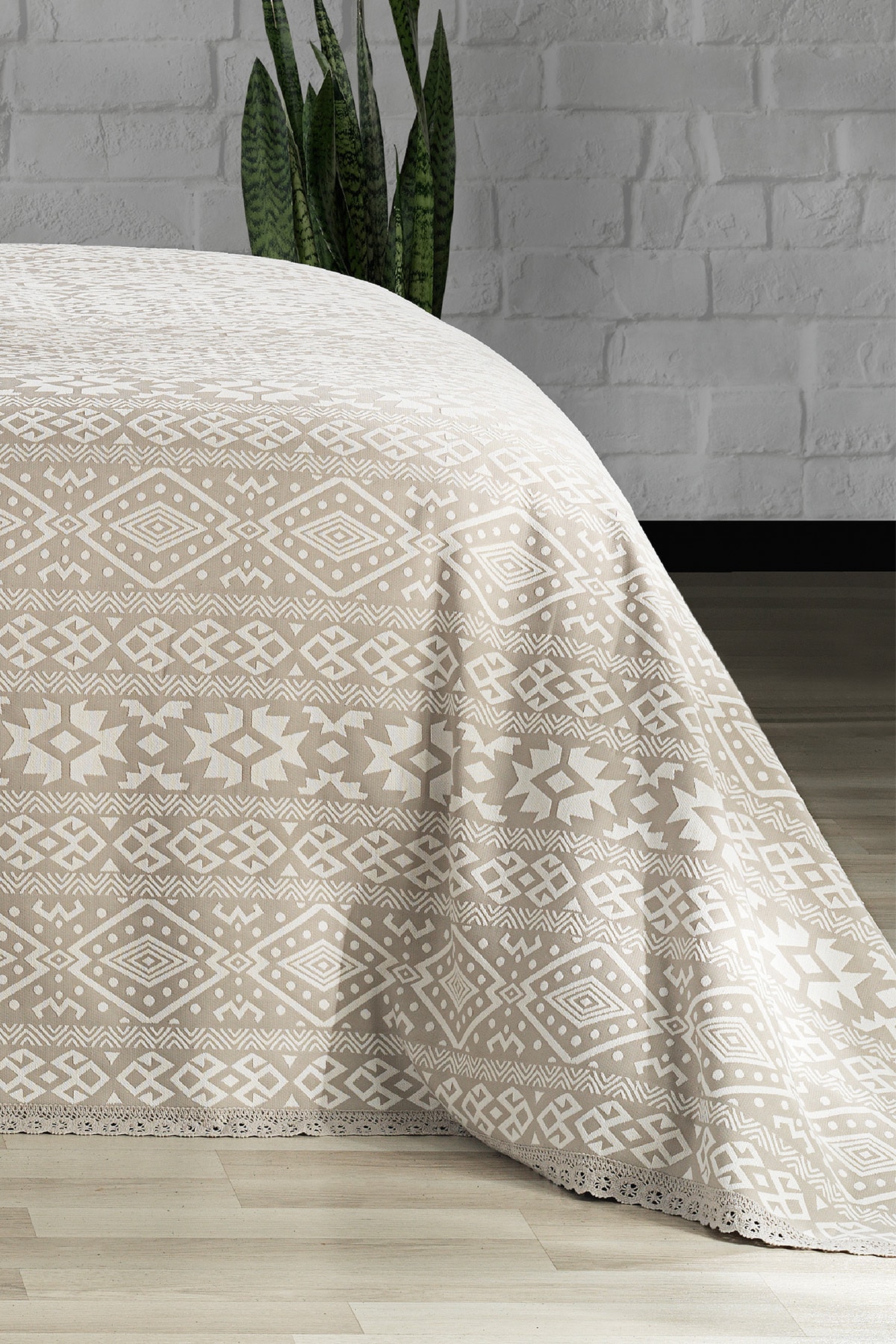 Evlen Home Collection Pamuklu Noir Çift Kişilik Pike Takımı Yatak Örtüsü (3 Parça) Gri 3