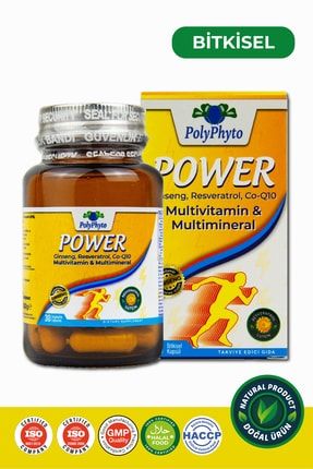 Power Ginseng, Resveratrol, Co-q10 Multivitamin Multimineral 30 Bitkisel Kapsül 8697595873328