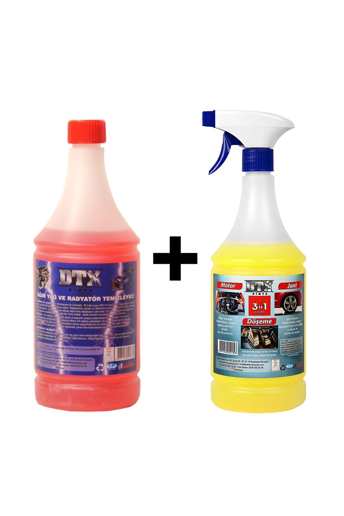 Ağır Yağ Sökücü Konsantre (1/5) 1 Litre & Motor Jant Döşeme Temizleyici 1 Litre