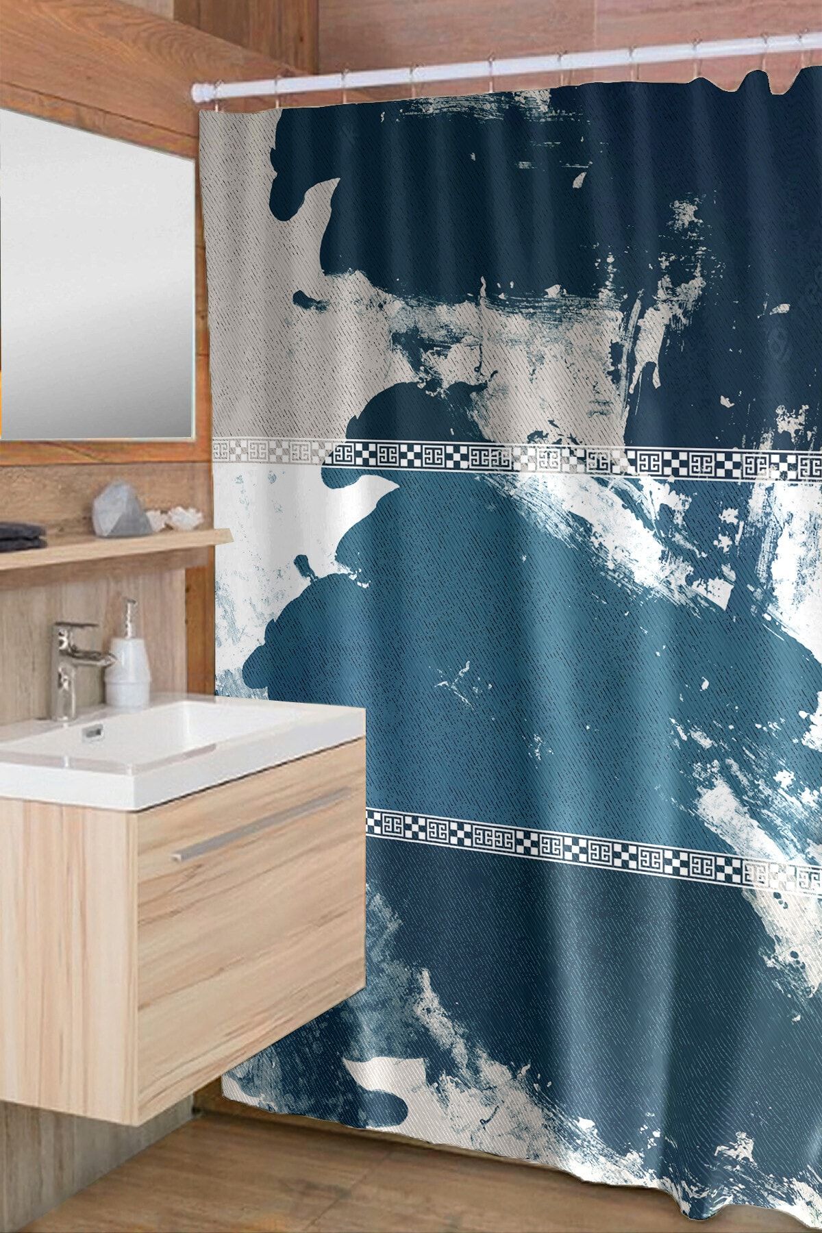 Navy blue deals shower curtain