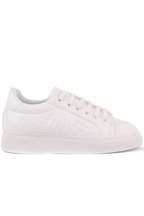 Beyaz Parlak Renk Bağcıklı Kadın Sneaker 328-211 R1 BEYAZ PARLAK
