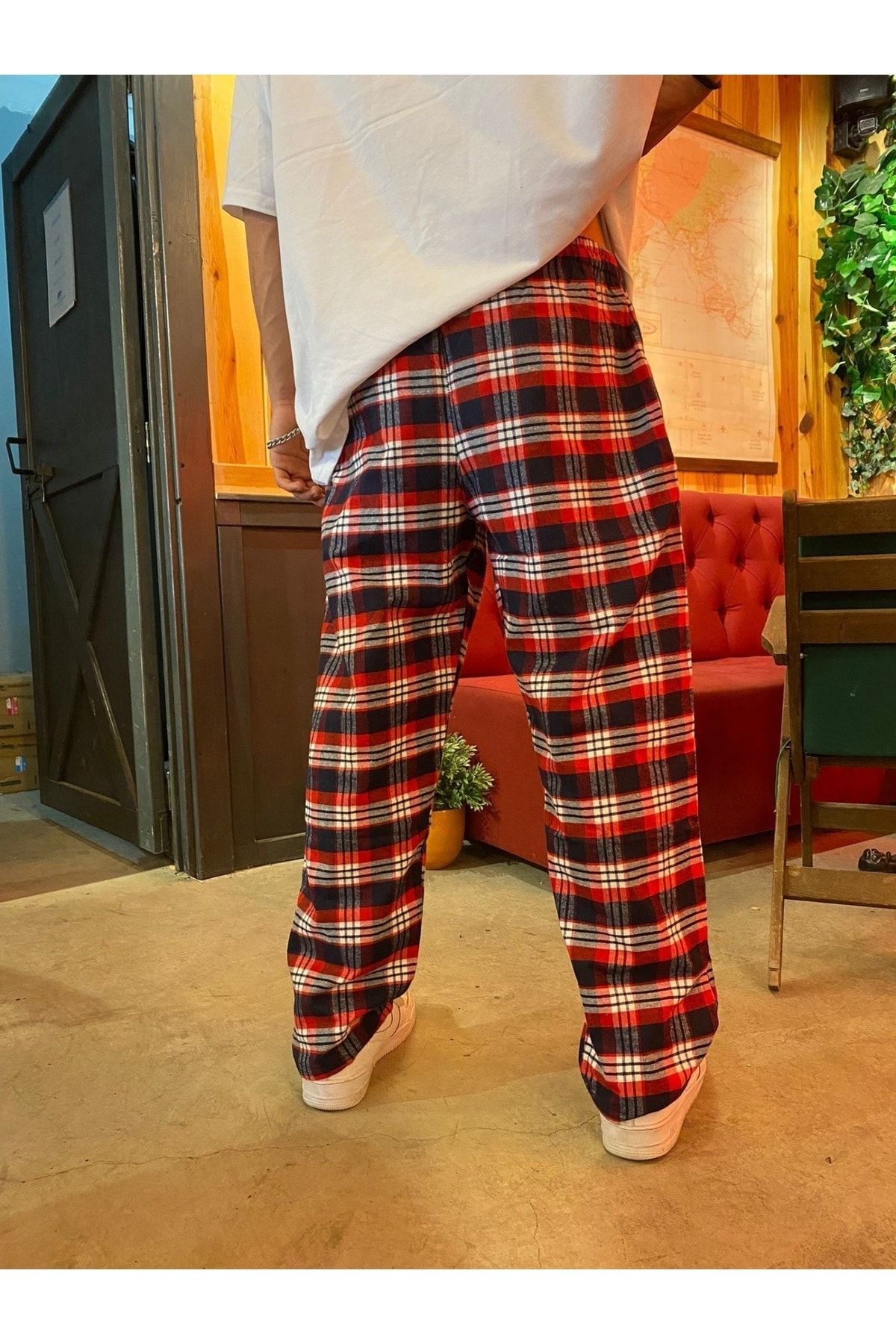 1blood Harajuku Red Square Patterned Unisex Pajama Tracksuit