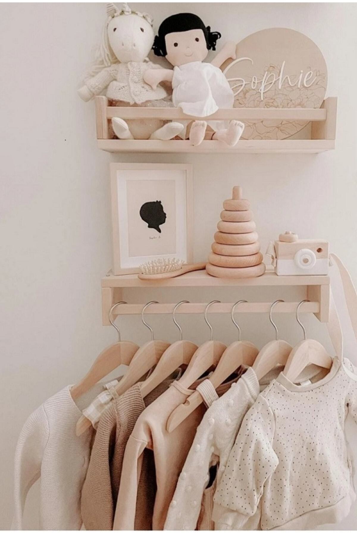 glb decor wood hand made Montessori Raf Ahşap Kitaplık Rafı Çocuk Odası Raf Ikili 40 Cm