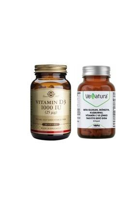 D3 Vitamini 1000 Iu 100 Kapsül ve Venatura Beta Glukan Vitamin C ve Çinko Takviye Gıda 30 Kapsül popp000345