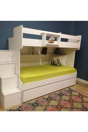 medefe home ranza modelleri yari mdf membran kaplama detayli beyaz 3 lu yavrulu ranza fiyati yorumlari trendyol