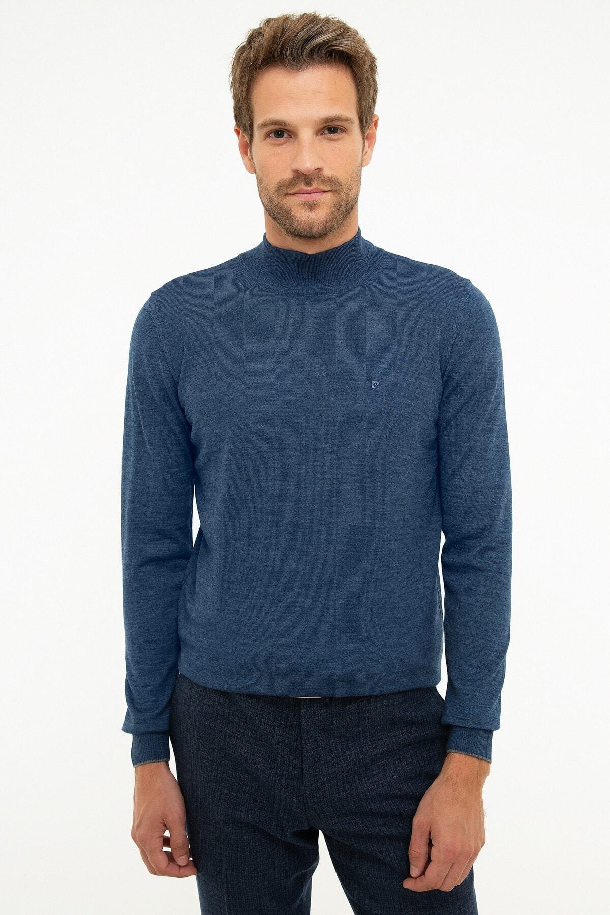 ژاکت بافتنی مردانه یقه اسکی مدل Indigo Slim Fit پیر کاردین پلیور Pierre Cardin