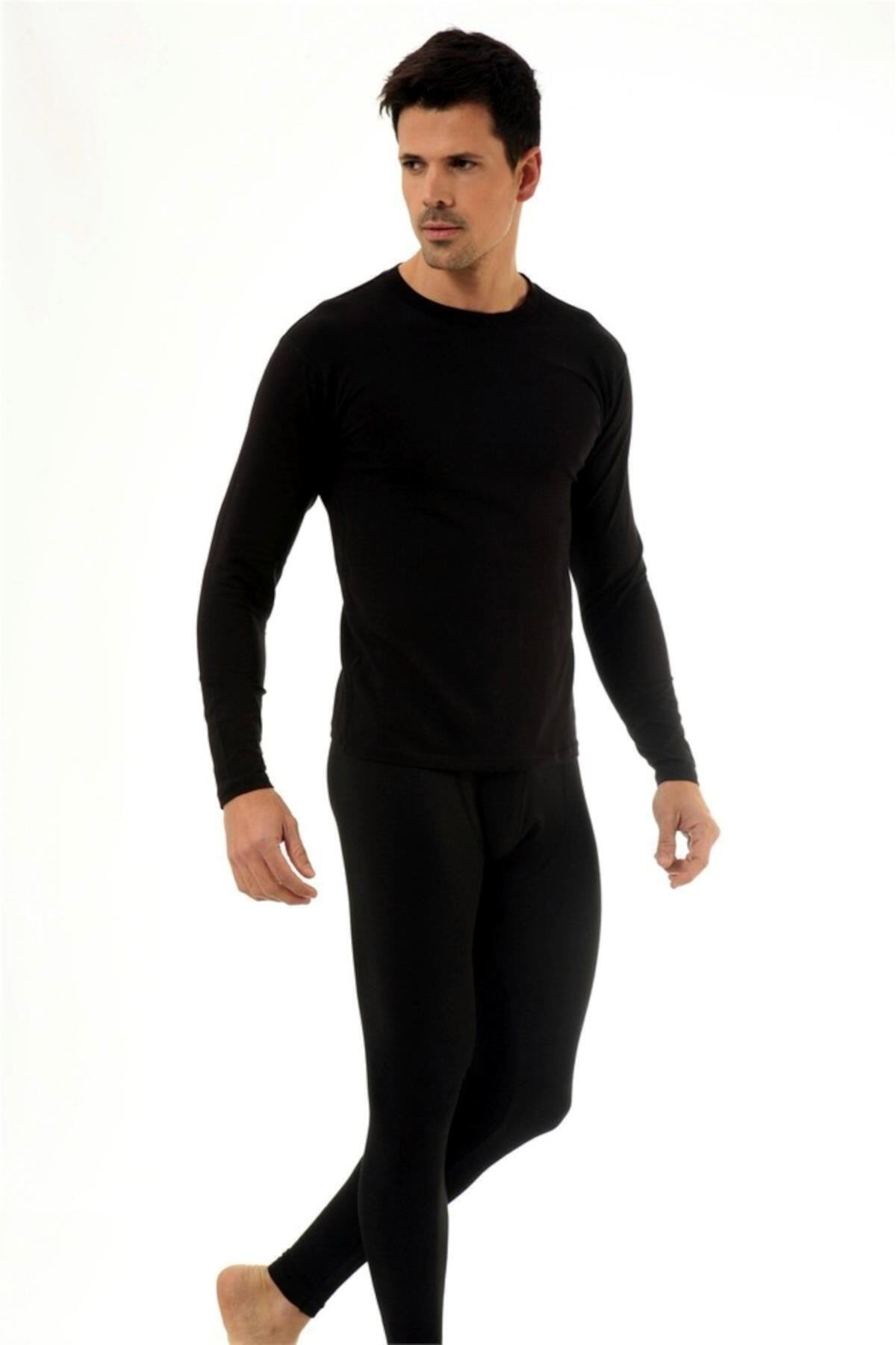 KOTA Îmbrăcăminte Termică Neagră Cu Mânecă Lungă Pentru Bărbați Masculin - S/M