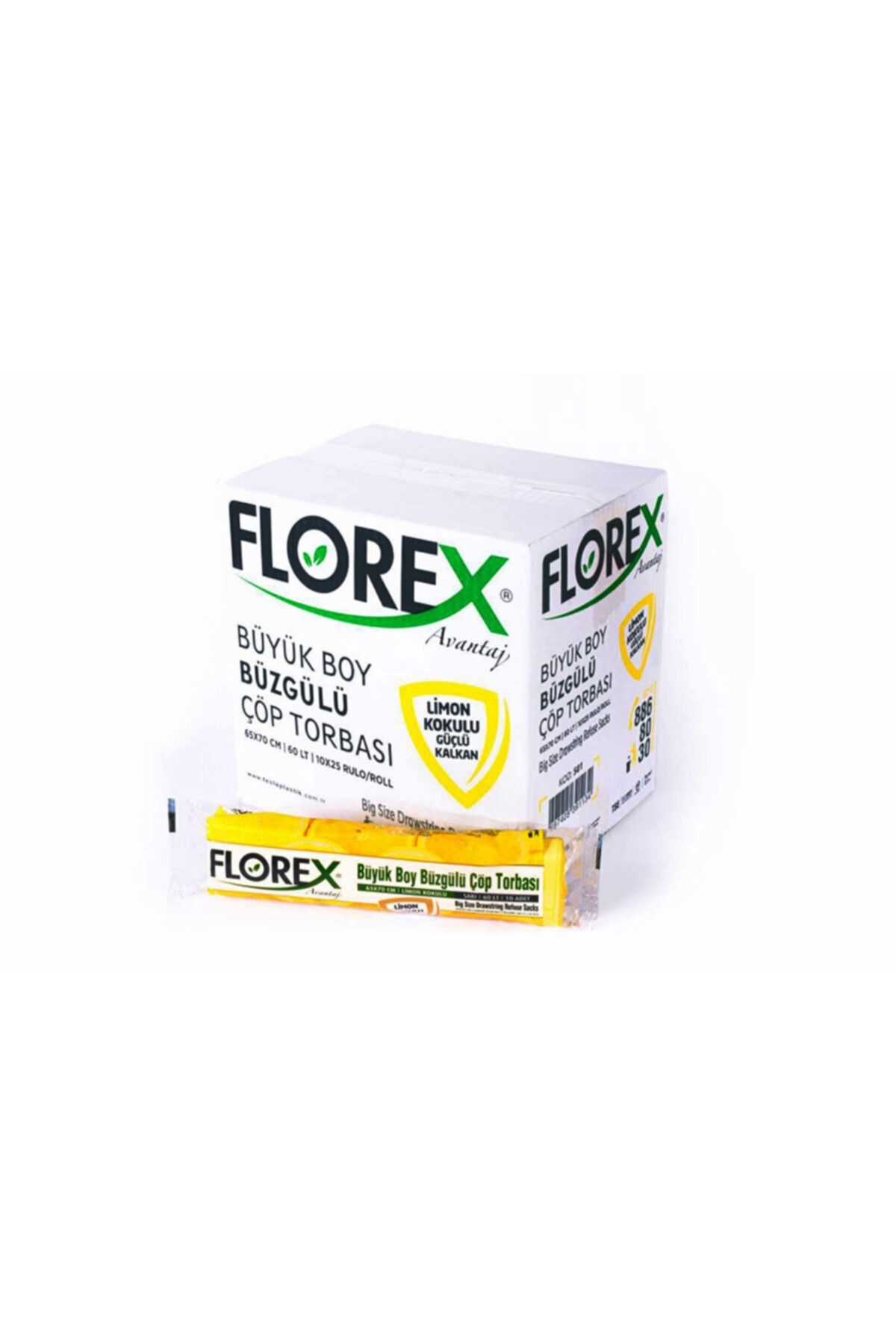 Florex-Lemon Scented Drawstring Large Size Garbage Bag 130 Gr 1 Box (250 Pieces) 1