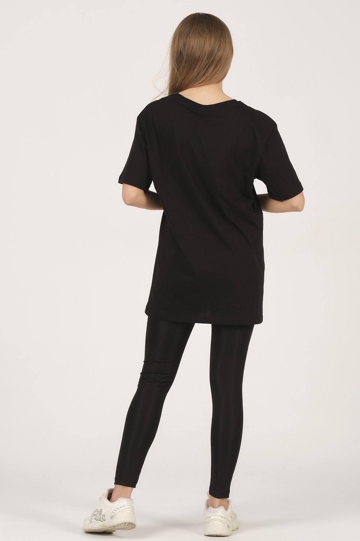 citadium  Kadın Siyah Bisiklet Yaka Kısa Kollu Basic T-shirt %100 Pamuk - Görsel 2