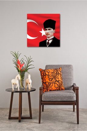 Atatürk Türk Bayrağı Tek Parça Kanvas Tablo 7RK1PYKKNS55