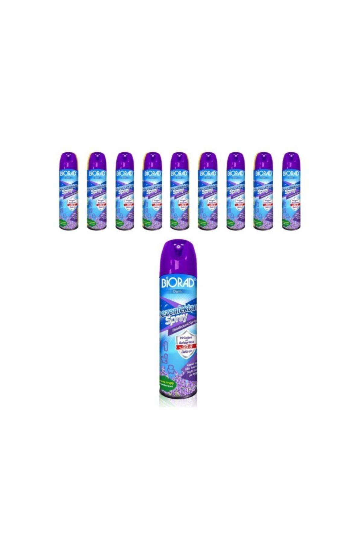 BİORAD Derm Lavanta Parfümlü Aerosol Oda Kokusu Ve Ortam Dezenfektanı 150 ml 10 Adet