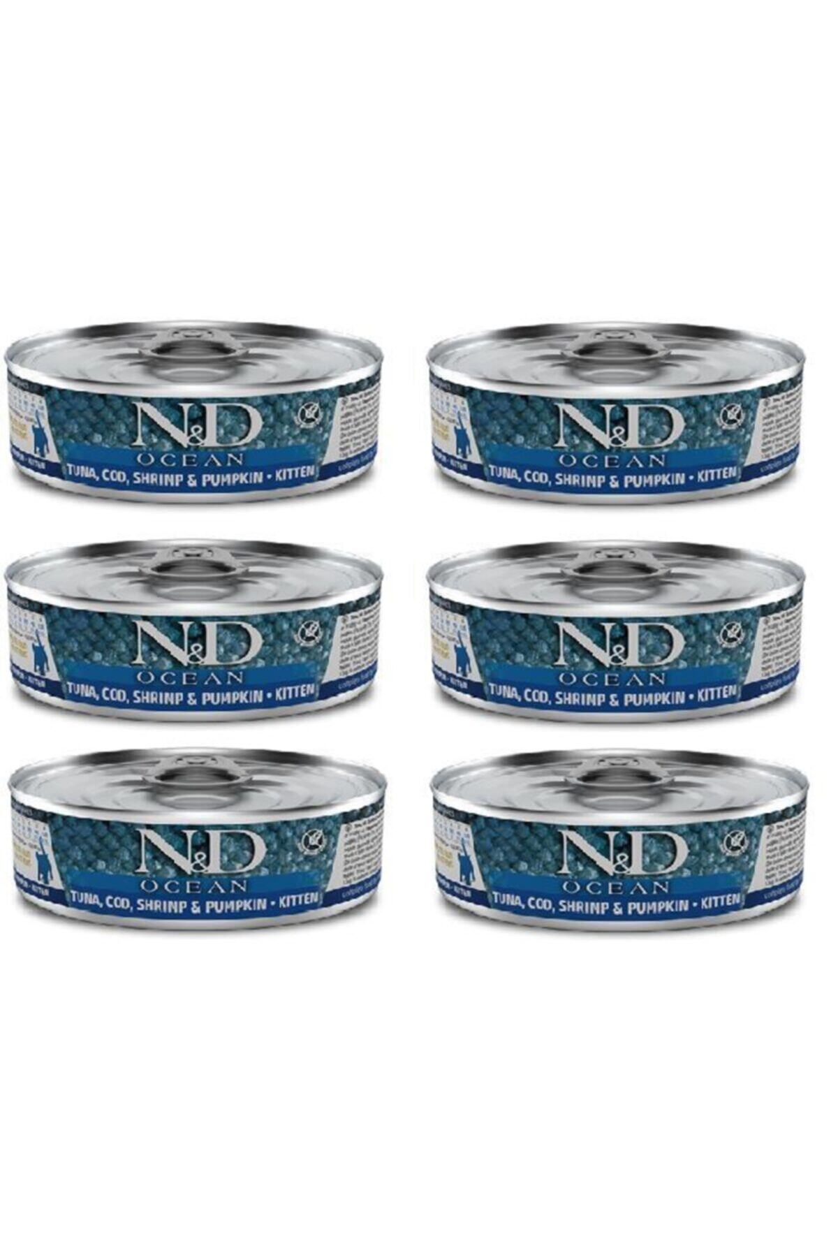 N&D Ocean Kitten 6 Adet Ton Karides Balkabağı Yavru Yaş Mama 80gr