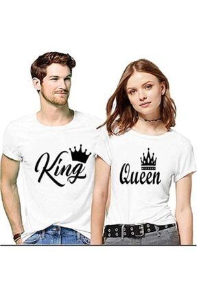 Sevgili Tişörtleri Bay Bayan Çift Kombin Beyaz King Ve Queen Tshirt 2 Adet HM10000048326