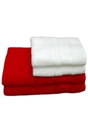 Unisex Kırmızı Beyaz Banyo Hamam Seti TRENDY-KIRMIZI-BEYAZ-ST.0401