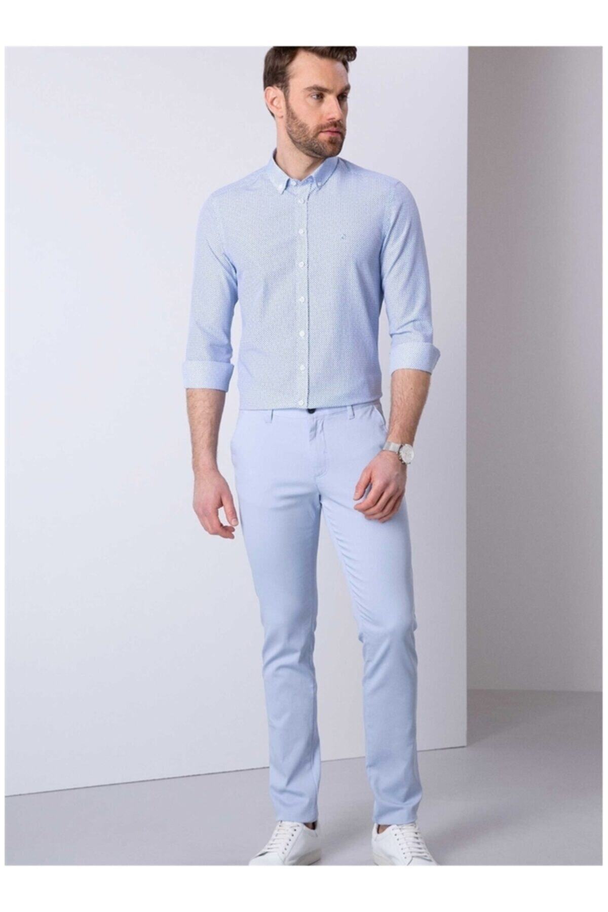 پیراهن مردانه آبی پیرکاردین | 505594204 اورجینال - تصویر 3