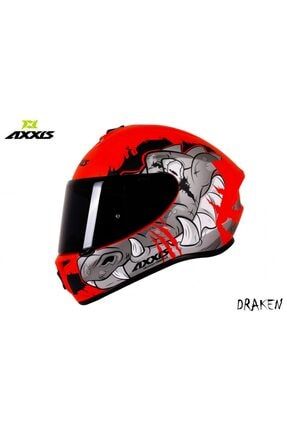 Draken Trooper Matt Red Kapalı Motosiklet Kaskı - Şeffaf Cam AX-D-T-MR