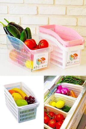 Plastik Beyaz Geniş Buzdolabı İçi Sebze Meyve Düzenleyici Meyvelik Sebzelik Organizer Sepet 1 Adet GHK0024-SPSC4031