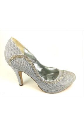 Kadın Gümüş Taşlı İnce Topuklu Ayakkabı 489229981