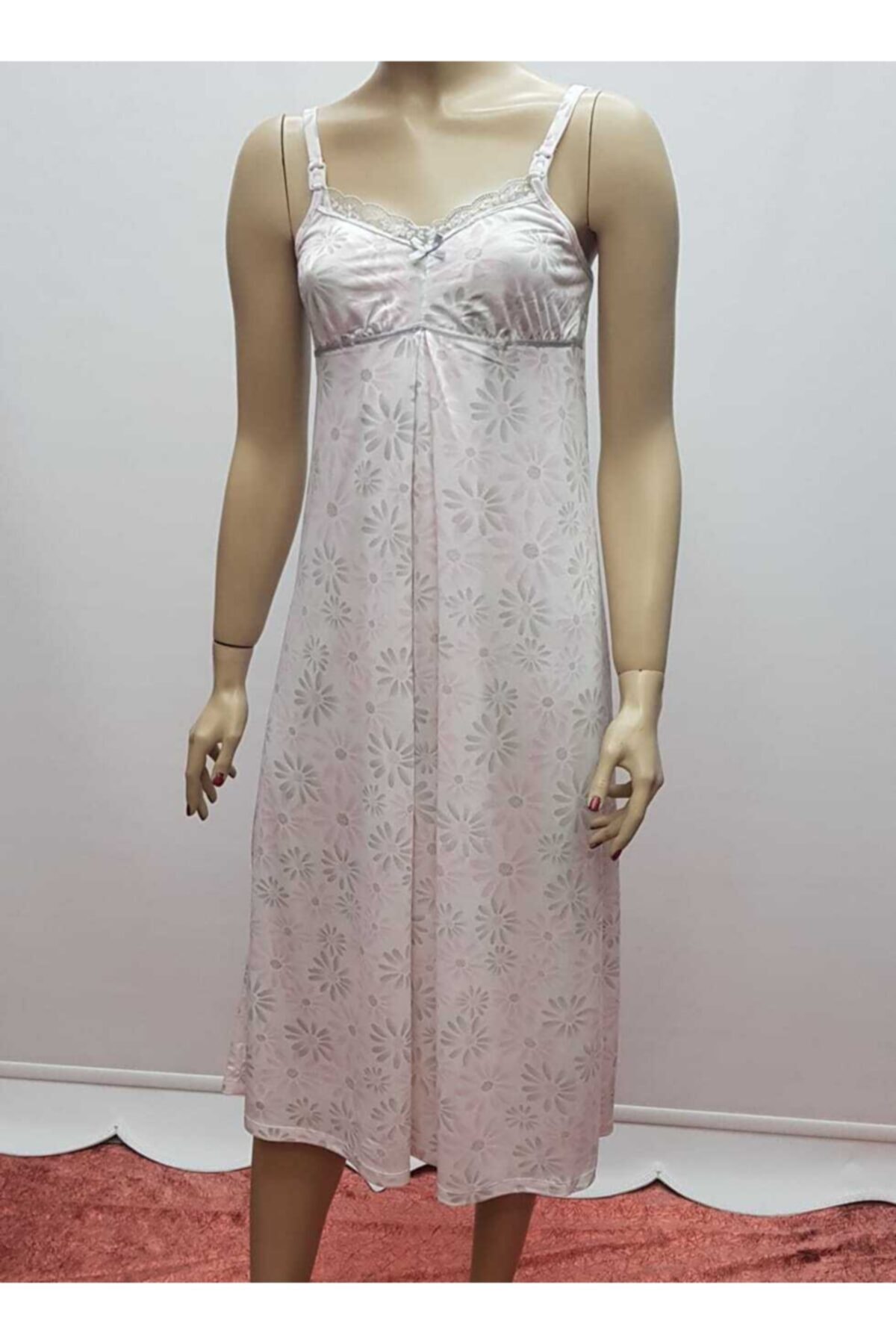 Nena Daisy Ip Askılı Hamile Lohusa Gecelik Pembe Papatyalı