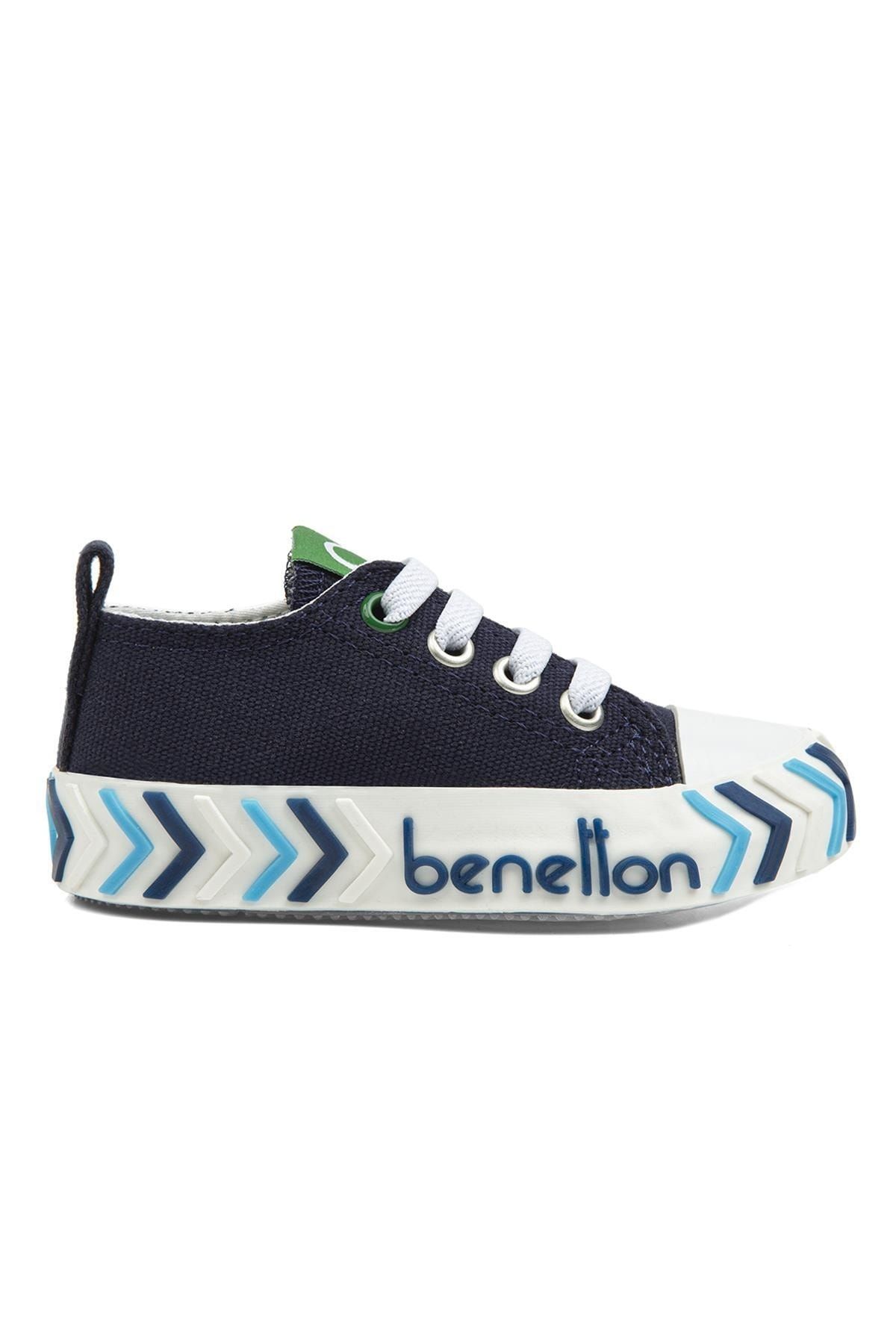 اسنیکر آبی دخترانه و پسرانه بچگانه ® | Bn 30640 3394 سرمه ای تیره کفش ورزشی بچه گانه Benetton