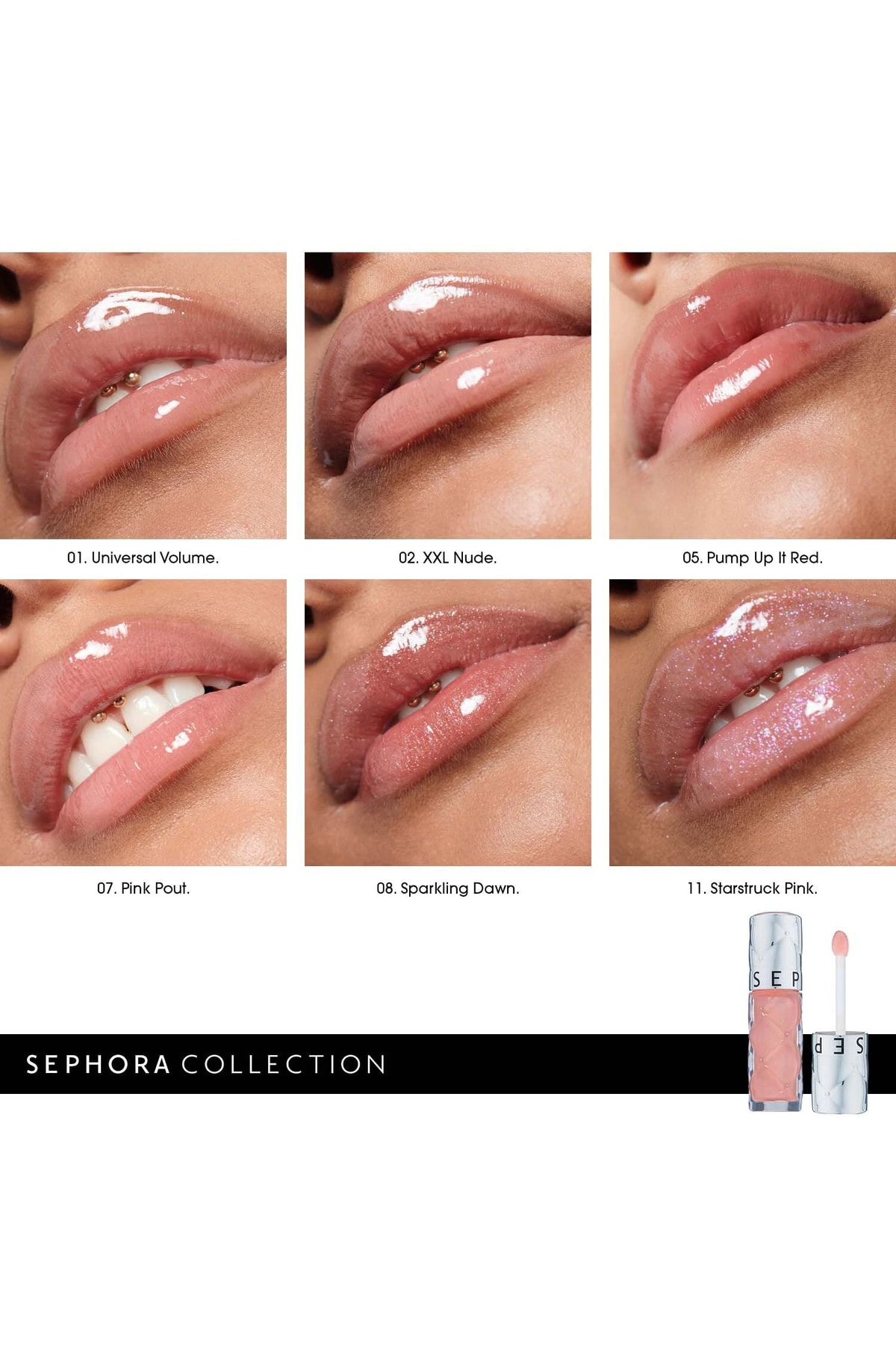 SEPHORA COLLECTION 07 Pink Pout Outrageous Plumping Lip Gloss .02fl oz (10  Pack)