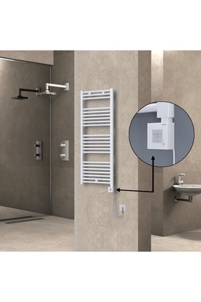 Radiva Haiti Elektrikli Havlupan 500x1200 Düz Beyaz Parlak (KTX1 Termostat) 6...