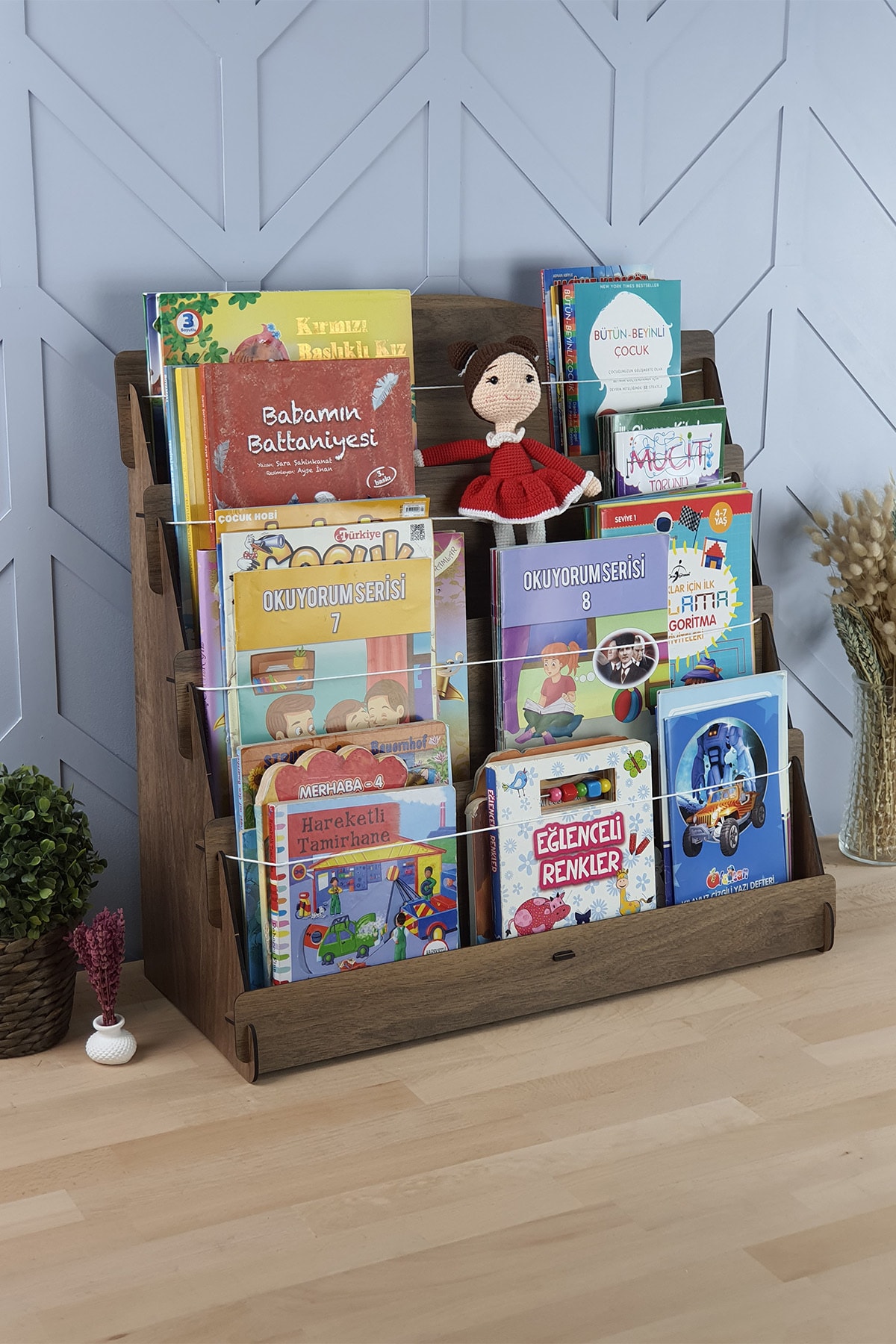 Mingitav Lucky Montessori Ahşap Çocuk Odası 4 Raflı Kitaplık fotoğrafı 2 (önizleme)